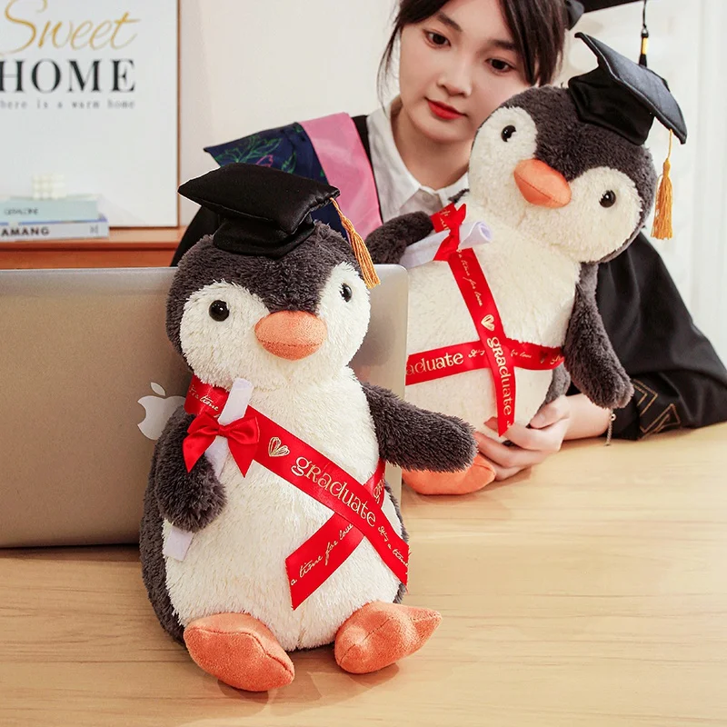 12-46 cm Carino Laureato Dr. Pinguino Peluche Animali di Peluche Del Fumetto Pinguino Peluche Bambole Regali di Laurea per le Ragazze HomeDecor