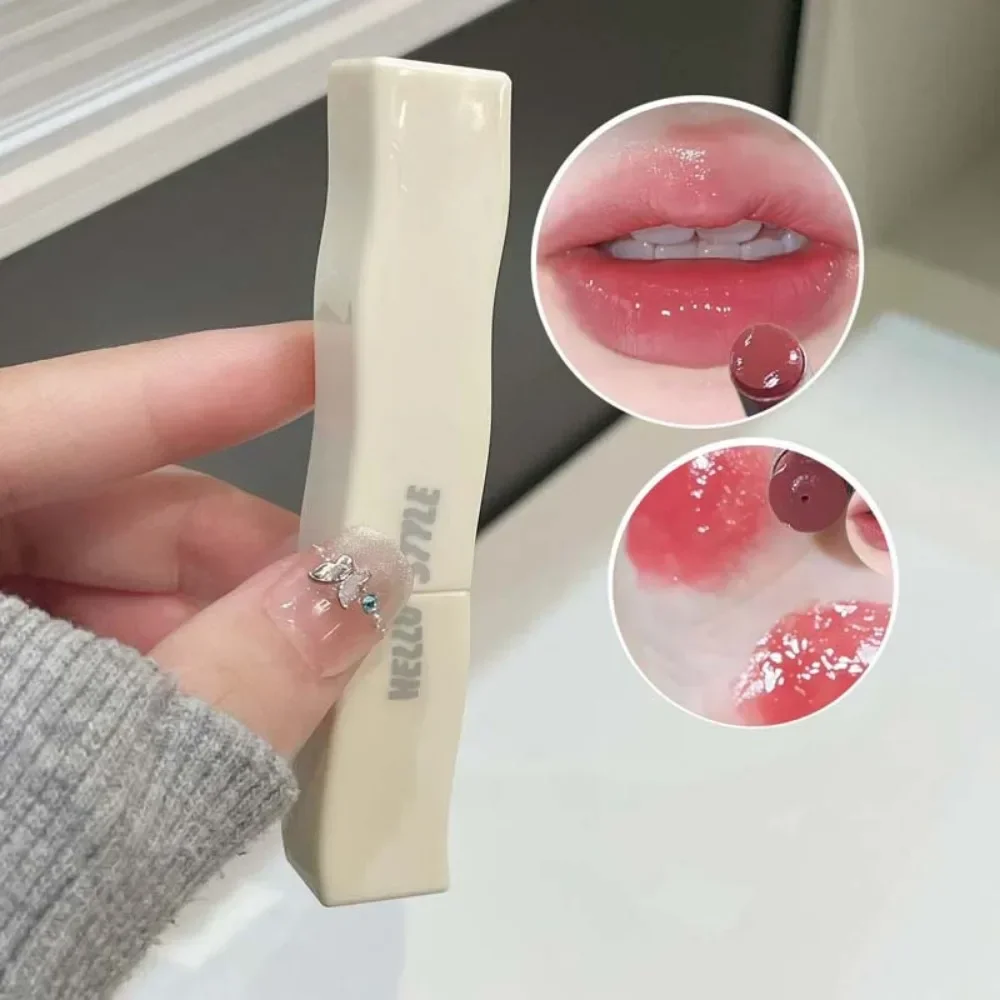 White Tube Mirror Jelly Solid Lip Gloss Lipstick Hydrating Clear Red Brown Moisturizer Lips Tint Nature Nude Lip Makeup Cosmetic