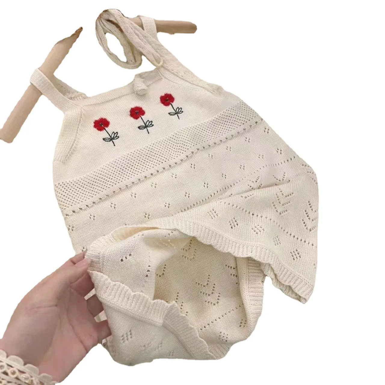 

2024 Baby Girls Knit Dress Sleeveless Flowers Summer Dresses Clothes Kids Children Birthday Casual Vestidos Outfits