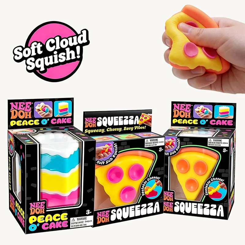 

Needoh Peace Cake Pizza Slice Fidget Toy Non-toxic Anxiety Relief Food Themed Sensory Pressure Heal Relax Squeeze Calming Toy