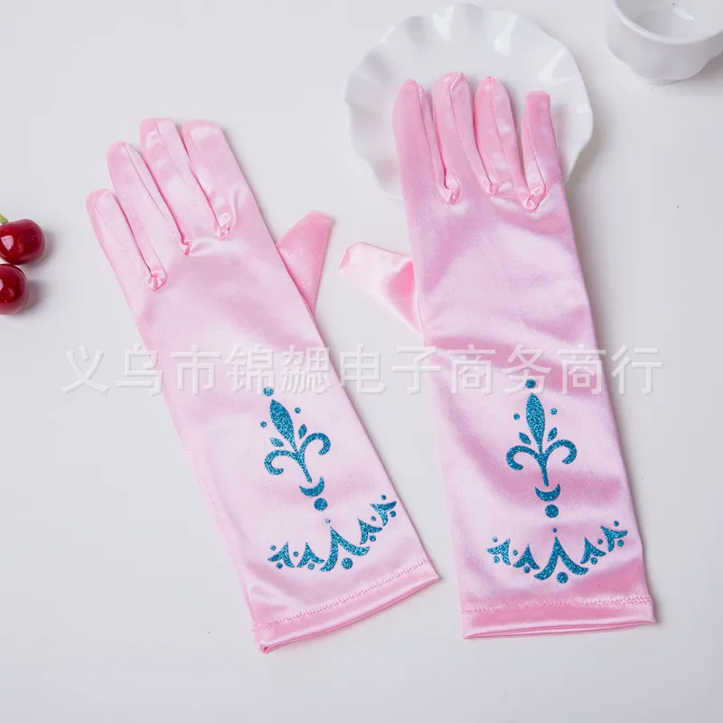 Children Princess Long Gloves Girl Birthday Party Wedding Elsa Anna Accessories Cinderella Belle Sofia 5 Colors Long Finger Set