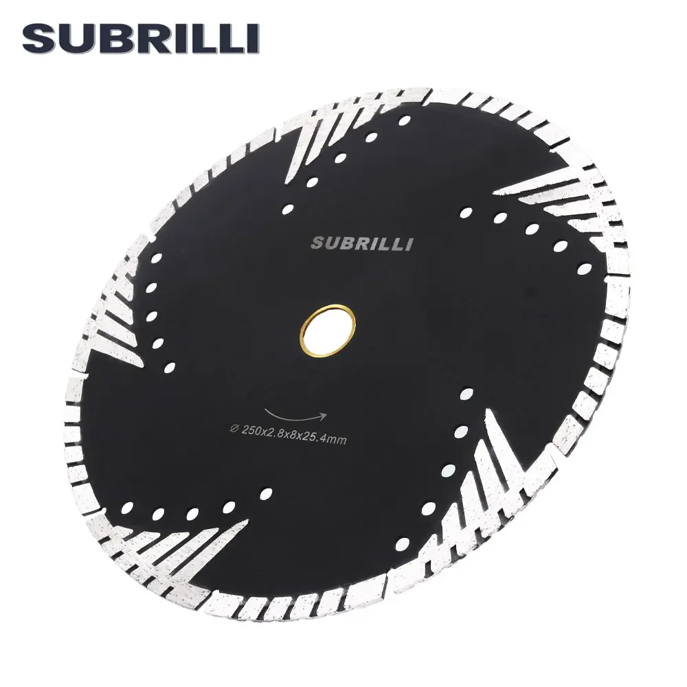 SUBRILLI 250mm 다이아몬드 톱 블레이드 10 "핫 프레스 커팅 디스크 콘크리트 화강암 대리석 서클 블레이드 건식 습식 커팅 머신 사용