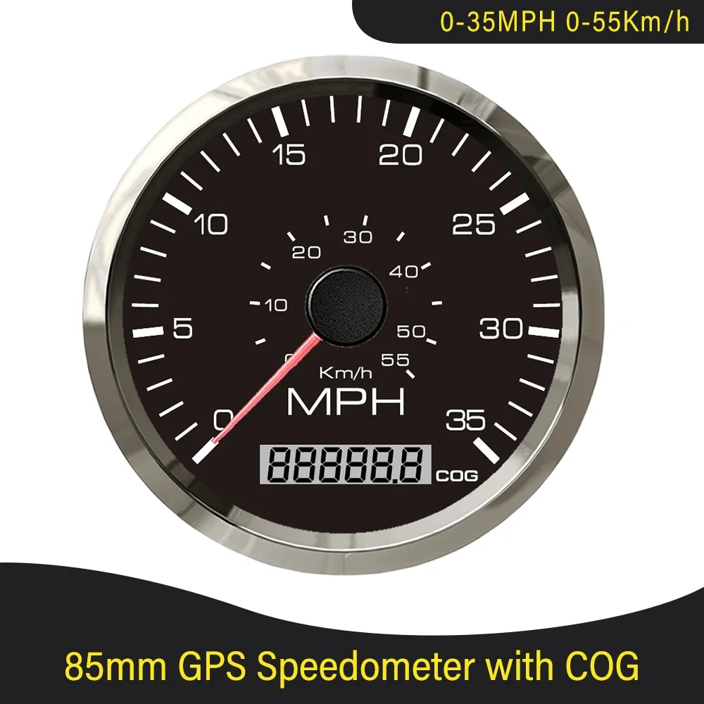 Newest Waterproof GPS Speedometer 85mm 0-35MPH 0-60MPH 0-80MPH Red Yellow Backlight for Car Boat 9-32V