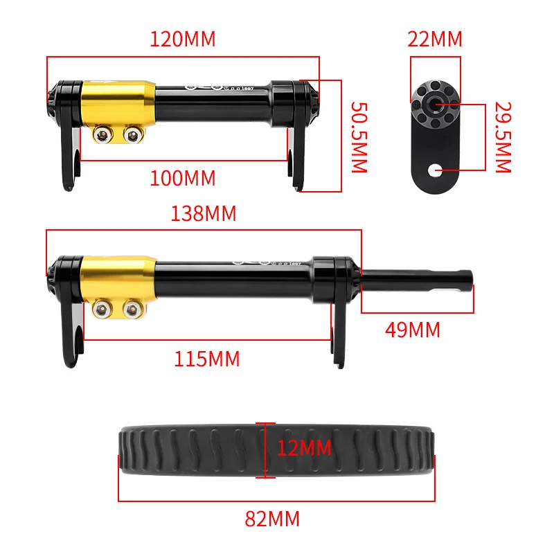 MUQZI Ceramic Bearing Easy Wheel & Extension Bar For Brompton Folding Bike Heightening Design Telescopic Rod Extension Block