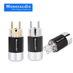 Monosaudio E109/F109 99.998% Pure Copper Rhodium Plated Schuko Power Plug European Male Connector+IEC Female Connector Plug