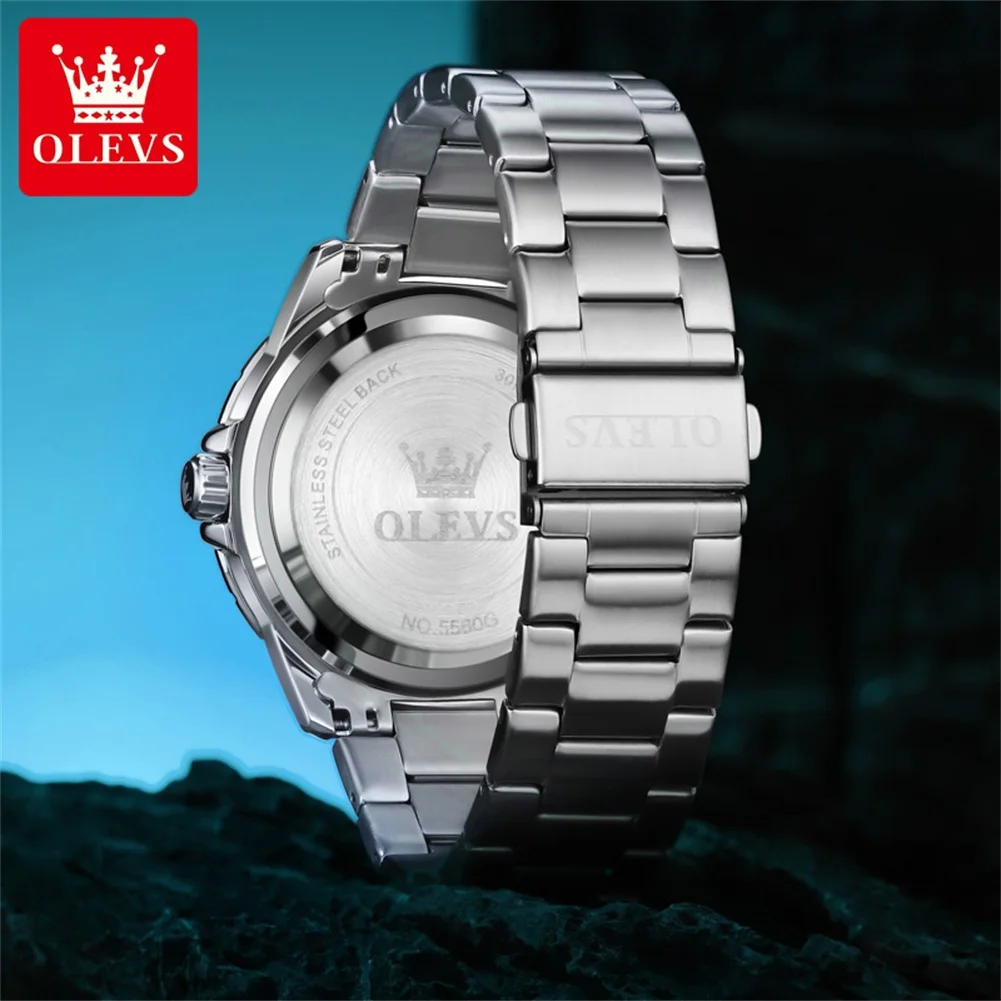 OLEVS Diving Series Quartz Wrist Watch for Men Stainless Steeel Waterproof Luminous Auto Date/Week Luxury Men\'s Watch Relogios