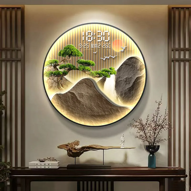 Chinese Style Luxury Wall Watch Living Room Art Mural Aesthetic Design Silent Wall Clocks Fashion Bedrooms Wanduhr Home Decor