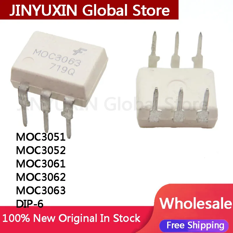 10Pcs MOC3051 MOC3052 MOC3061 MOC3062 MOC3063 MOC DIP-6  IC In Stock Wholesale