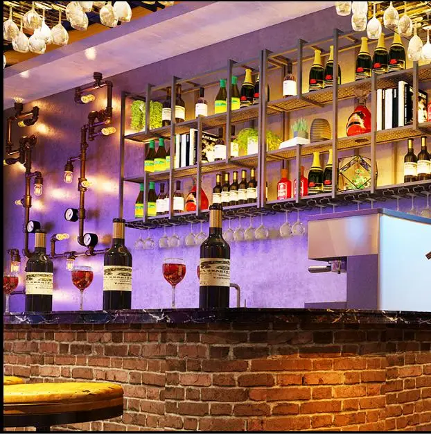 Wine rack new shelf lattice hanging cup holder table wall-mounted red wine display rack