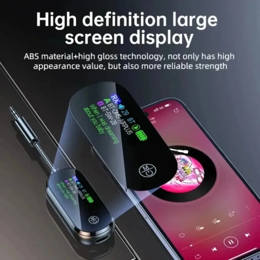 Bluetooth 5.4 3.5mm AUXジャックレシーバートランスミッター低遅延ワイヤレスオーディオアダプター（テレビ、飛行機、車、スピーカー、PC、ヘッドホン用）