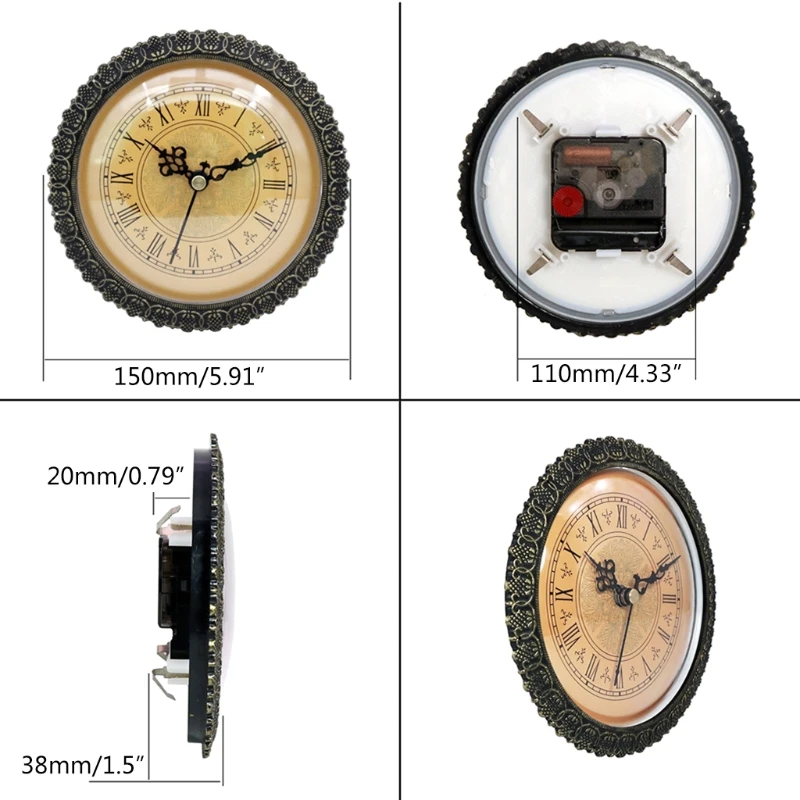 Retro-Quarzuhr-Einsatz, 150 mm Metall-Zifferblatt für Heim-DIY-Bastelbedarf DXAF