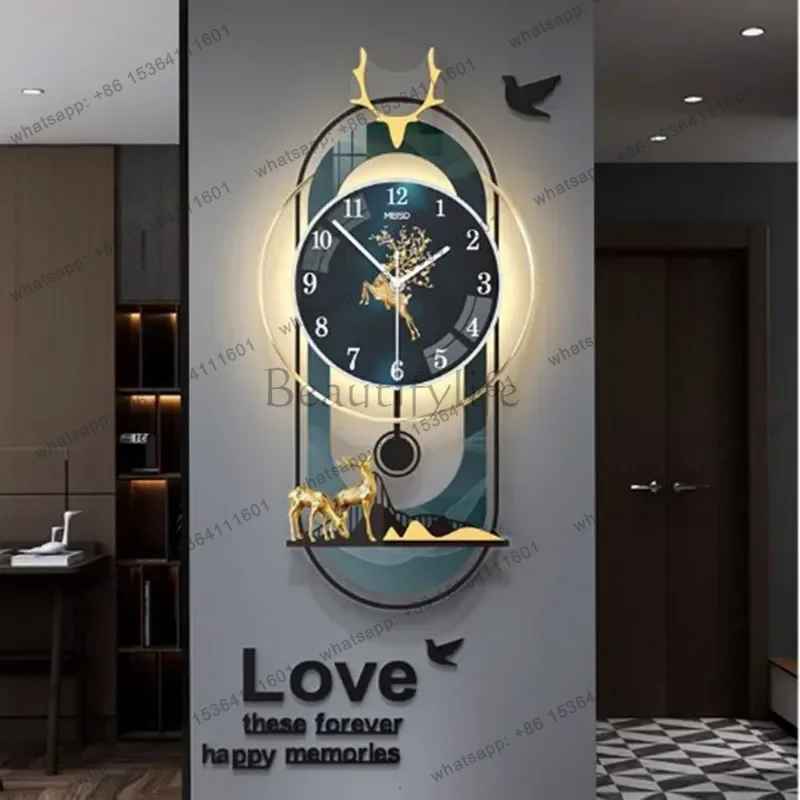 LJY Fancy Luxury Battery Wall Clocks Black Animal Modern Metal Wall Clock Pendulum Hands Orologio Da Parete Moderno Home Decor