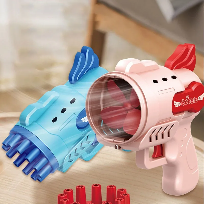 12-Holes Automatic Gatling Bubble Guns For Kids Electric Bubble Machine For Outdoor Summer Children Toys Boys Girls Birthday Gif