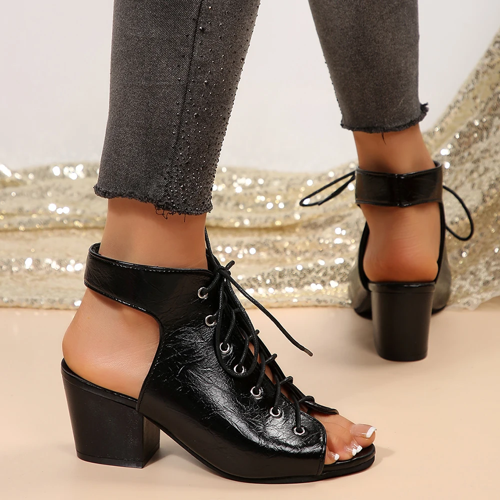 

Женские сандалии, летние пикантные сандалии в стиле панк с открытым носком, модные готические ботинки, сандалии на платформе на высоком каблуке, удобные большие размеры