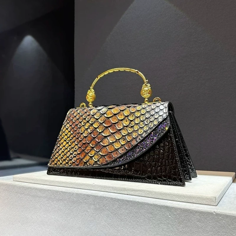Luxury Brand Fish-scale Bag Fashion Princess Crocodile Pattern Hand-carried Shoulder Bags for Women Hot Selling