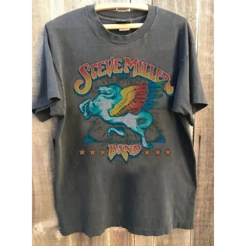 Steve Miller Rock Band Short Sleeved Shirt Suitable for Both Men and Women, Summer New Y2K Harajuku Style Casual T-shirt