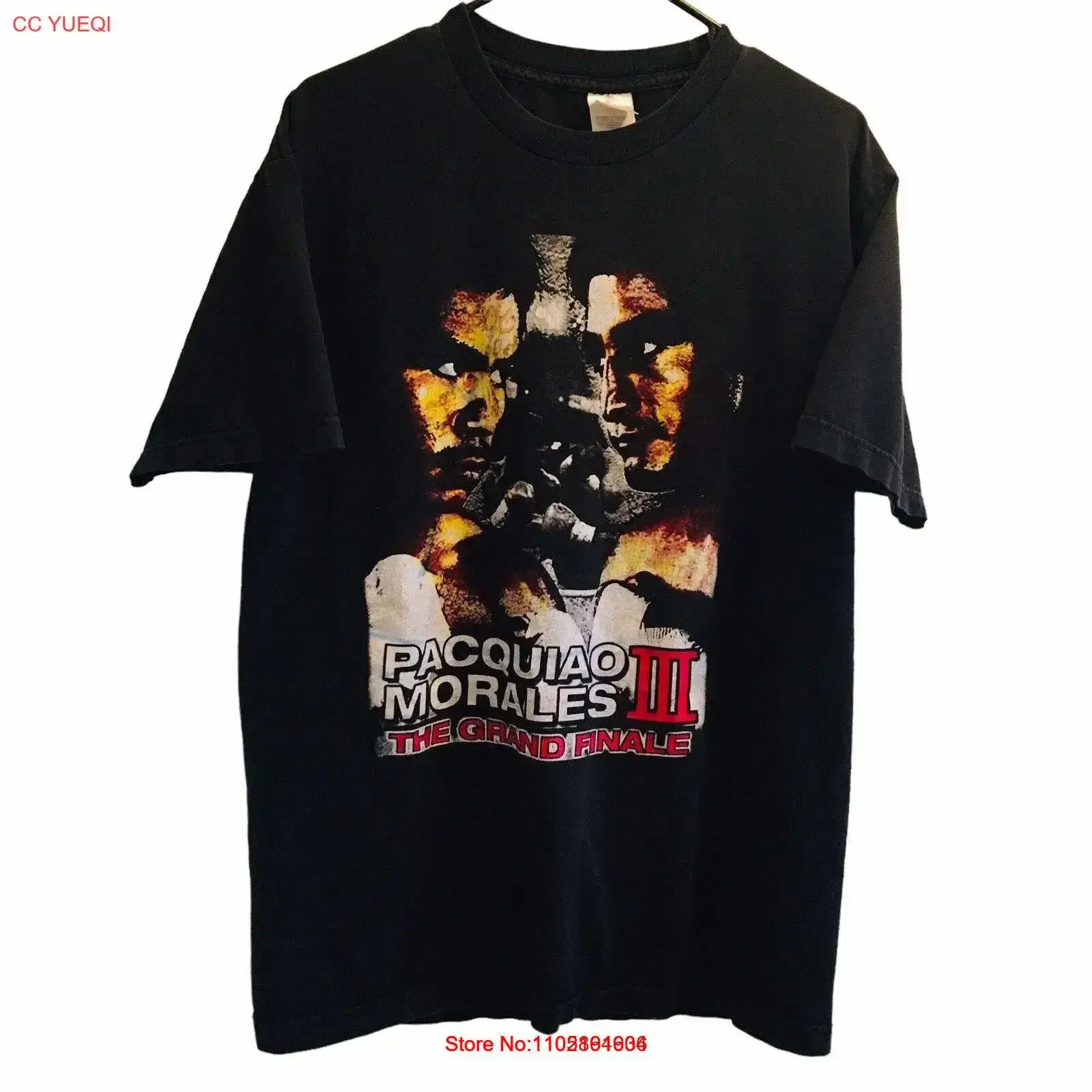 Vtg 2006 Pacquiao vs Morales III تي شيرت مزدوج الجوانب تلاشى الملاكمة حجم L قراءة خمر غسلها لينة الرسم موضة للجنسين