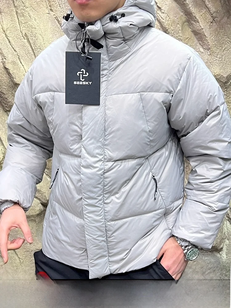 

High-Insulation down Jaet Men's Outdoor Windproof Waterproof Hooded Du Feather Warm Thiened Zipper Closure Regular Fit