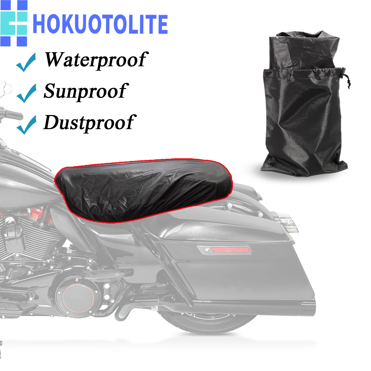 

Motorcycle Seat Rain Cover Waterproof Two-Up Seat Bra 23"x15" Universal For Harley Touring Dyna Softail Sportster 883 Road King