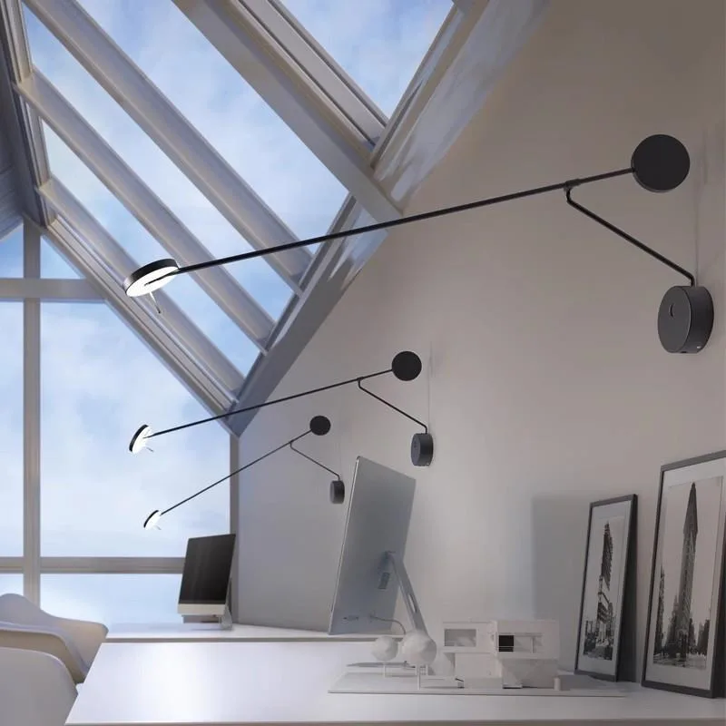 Long Arm Led Wall Lamp Black Metal Rocker Arm Wall Decor Home Sconce Lights Minimalist Designer Dining Room Kitchen E27 Lights