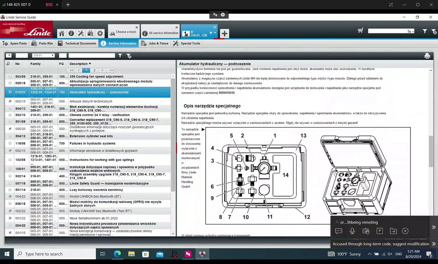 2021.12 Linde Forklift Parts catalogue Maintenance manual