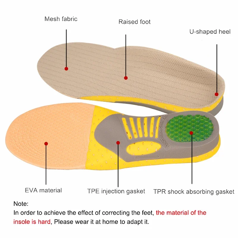 تقويم العظام نعال جيل العظام شقة القدم الصحة وسادة وحيد للأحذية إدراج قوس دعم وسادة لالتهاب اللفافة الأخمصية للجنسين نعل #4