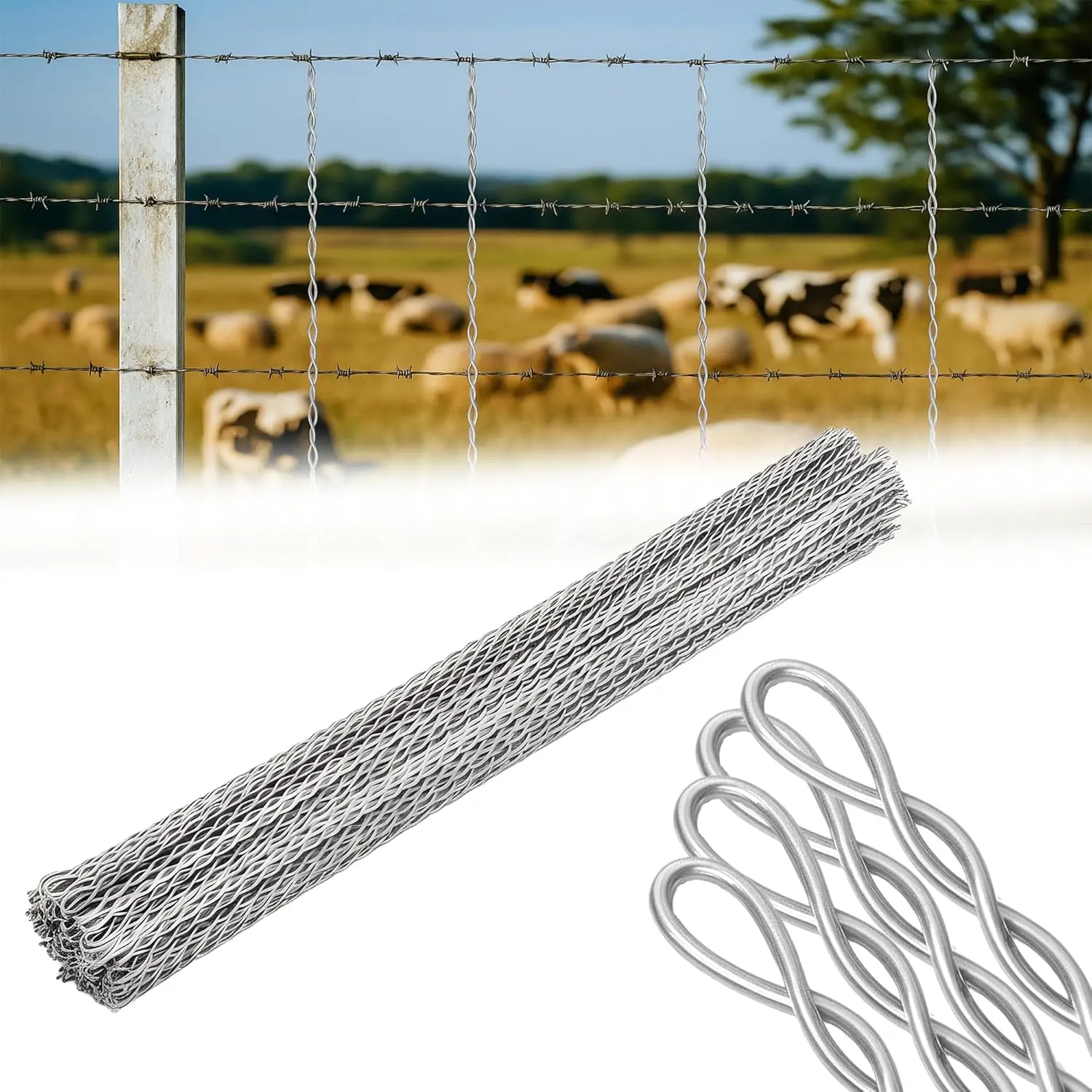 Silver Galvanized Fence Stays for Ranch Barbed Wire Fence, 70 Pcs, 42 Inch, High Strength