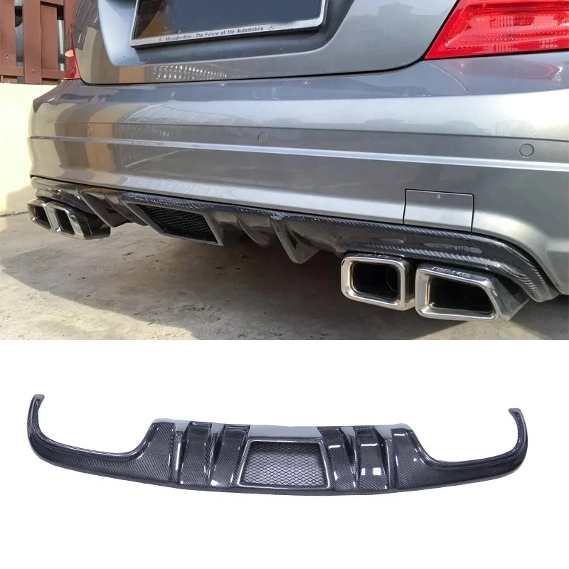 

W204 C63 Style Carbon Fiber Rear Bumper Lip Diffuser with Holes for 2008-2011 C Class W204