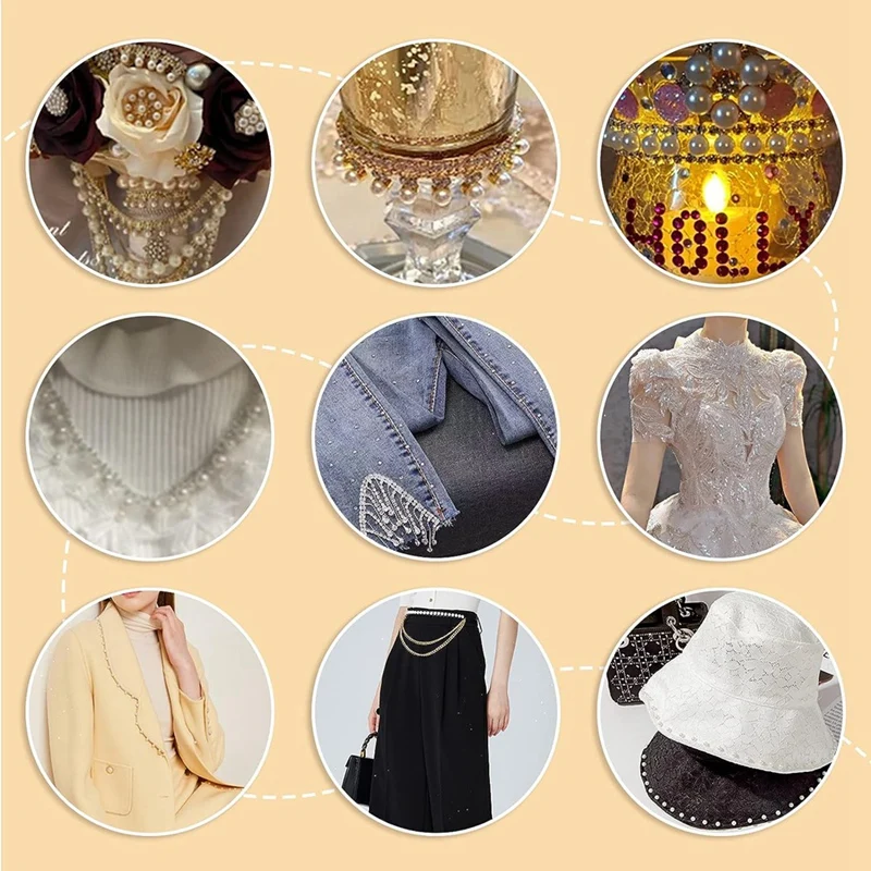 11Yard Rhinestone Fringe Trim Sew On Edging Pearl Beaded Applique Chain For Home Decor image 5