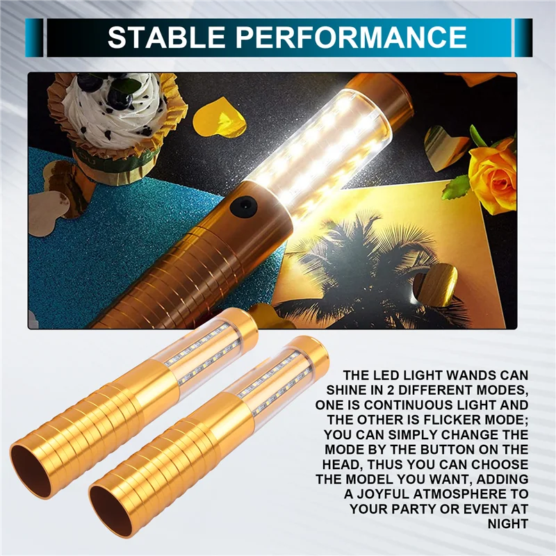 

A64T-2 Pcs LED Strobe Baton Light LED Bottle Service Light Reusable LED Light Champagne Bottle Handheld Light,US Plug