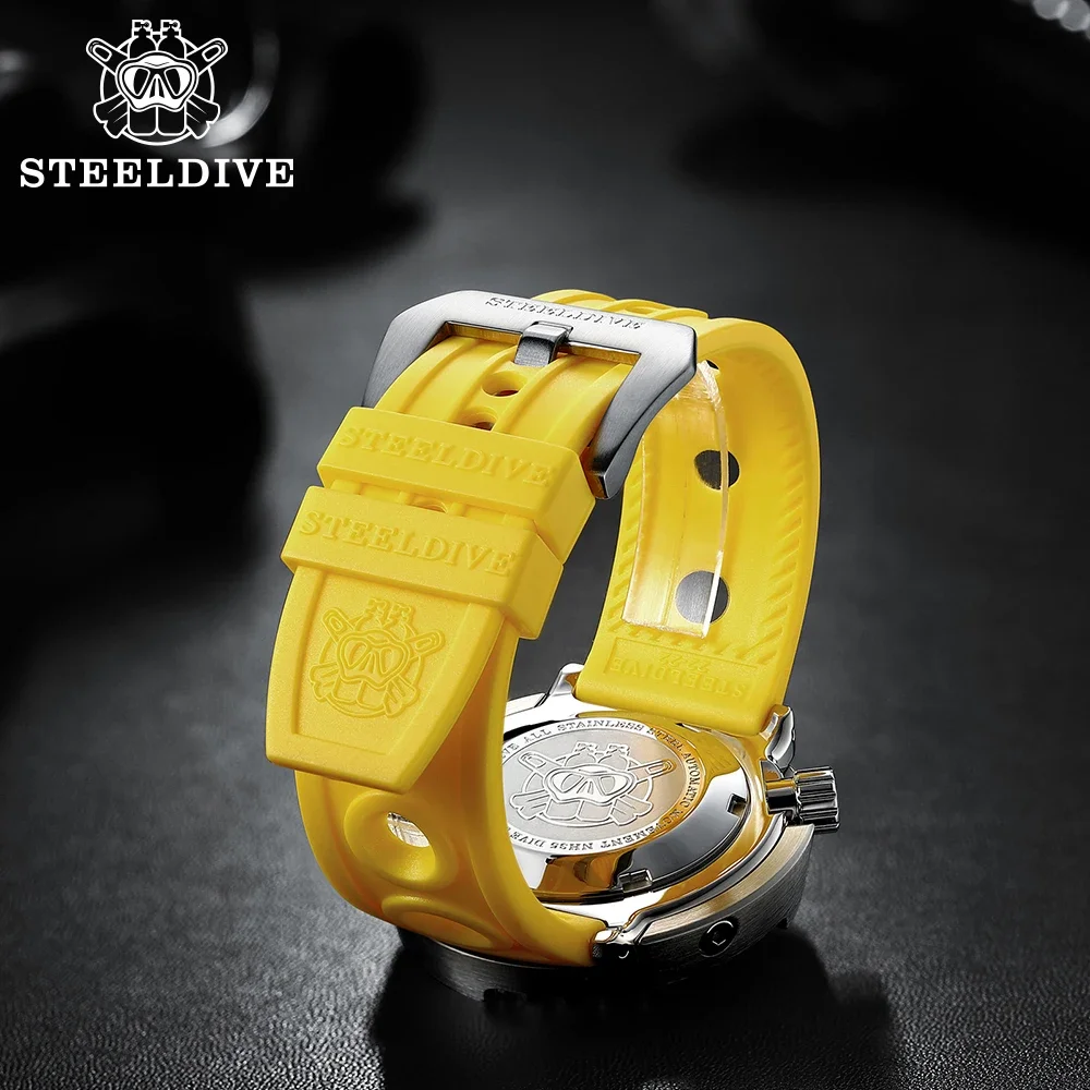 Steeldive 20mm 22mm Rubber Strap Premium Soft Rubber Breathable Men\'s Diver Watchband Replacement Diving Watchdives Rubber Strap