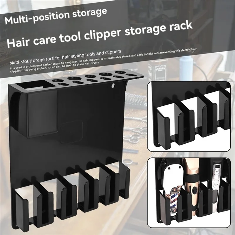 Soporte para cortadora eléctrica de montaje en pared profesional, organizador de belleza para salón, herramientas de estilismo de peluquería, estante de almacenamiento