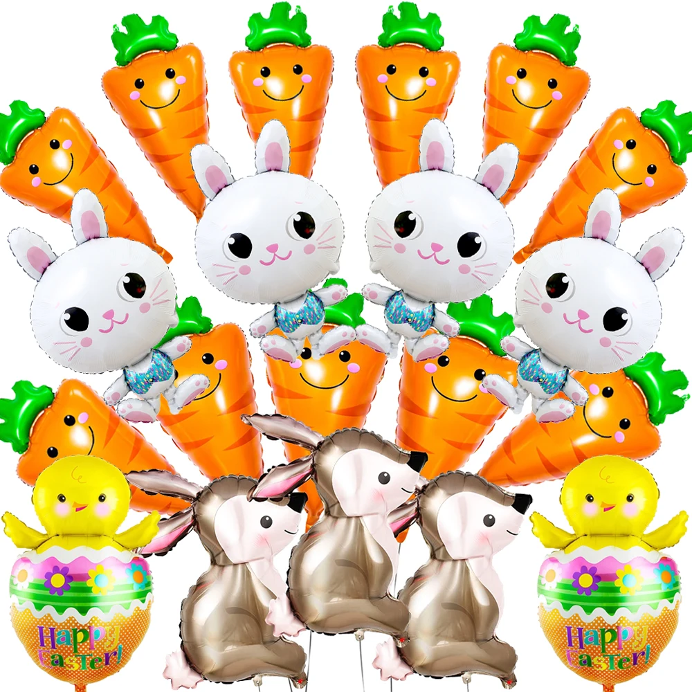 

Easter Decorations Foil Balloons Large Bunny Cute Carrot Rabbit Balloons Happy Easter Party Decoration Kid Gift Favors Supplies