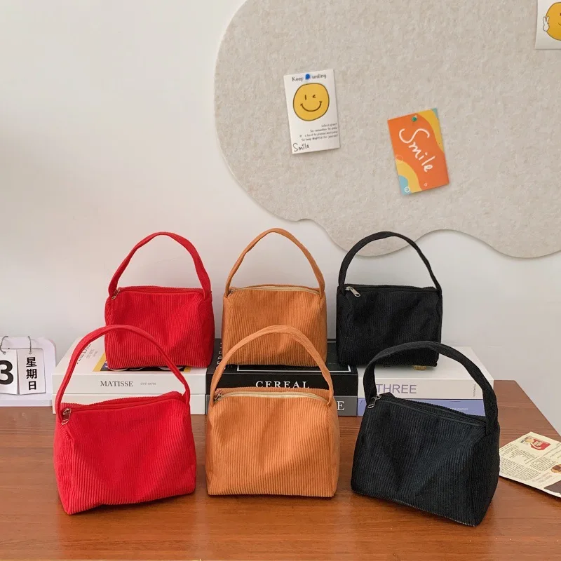 Handliche Kleine Quadratische Tasche, Umhängetasche, Modische Retro-Cord-Unterarmtasche, Handtasche, Kleine Tasche für Damen