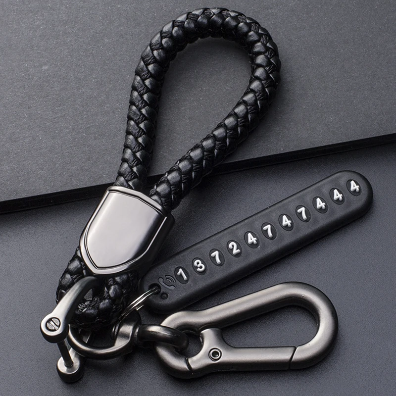 Anti-Lost Car Key Pendant Split Rings Keychain Phone Number Card Keyring Auto Vehicle Lobster Clasp Key Chain Car Accessories