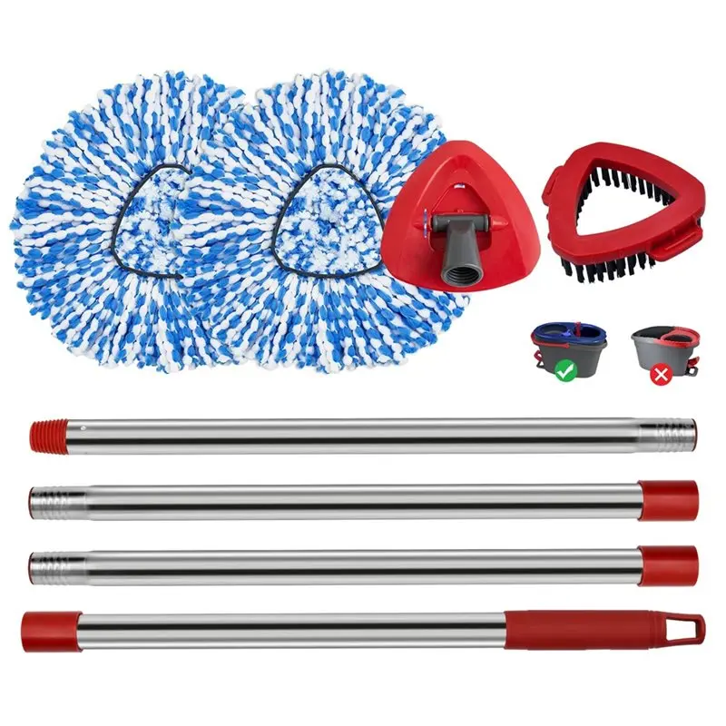 Spin Mop Handle Mop Head And Base Replacement Set For O-Cedar Easywring Rinse Clean 2 Tank System Reusable-AT64