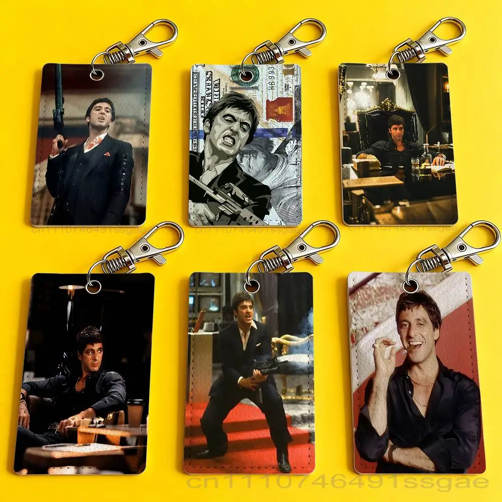 

S-Scarface-1983 Film Card Holder Men And Womenn Universal Antirust Keychain Learther Access Drop Key Tag Ring