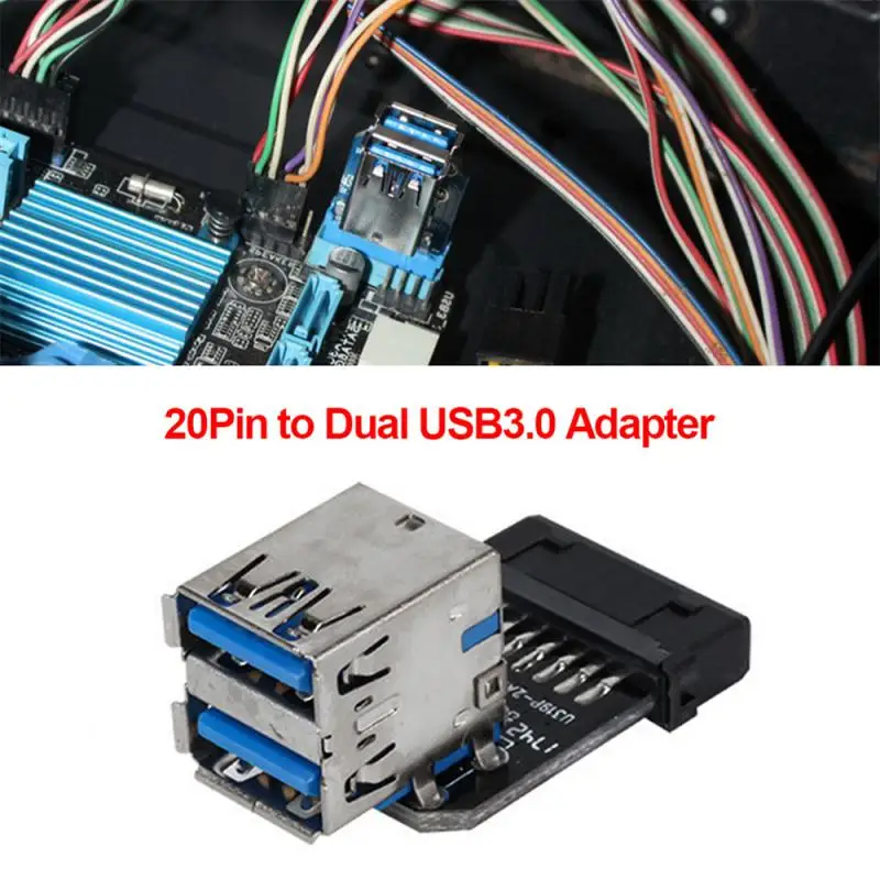 Female Motherboard Adapter USB 3.0 19 20 Pin Socket to Dual USB 3.0 A Splitter Anti-Interference Ability Stability