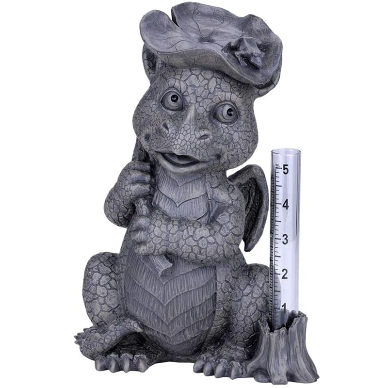Resina dragão medidor de chuva ao ar livre estátua medidor nível água à prova dwaterproof água estátua dragão para decoração do jardim ornamento acessórios