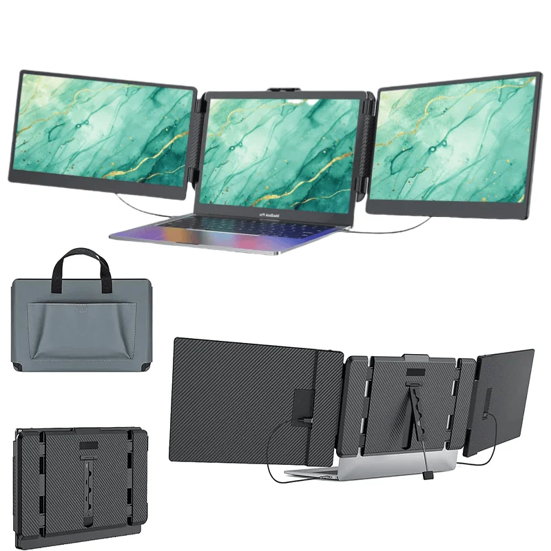 

OEM ODM 14 Inch Folding Portable Screen Extension 360 Degrees Triple Portable Monitor With Full Function Laptop Screen Extender