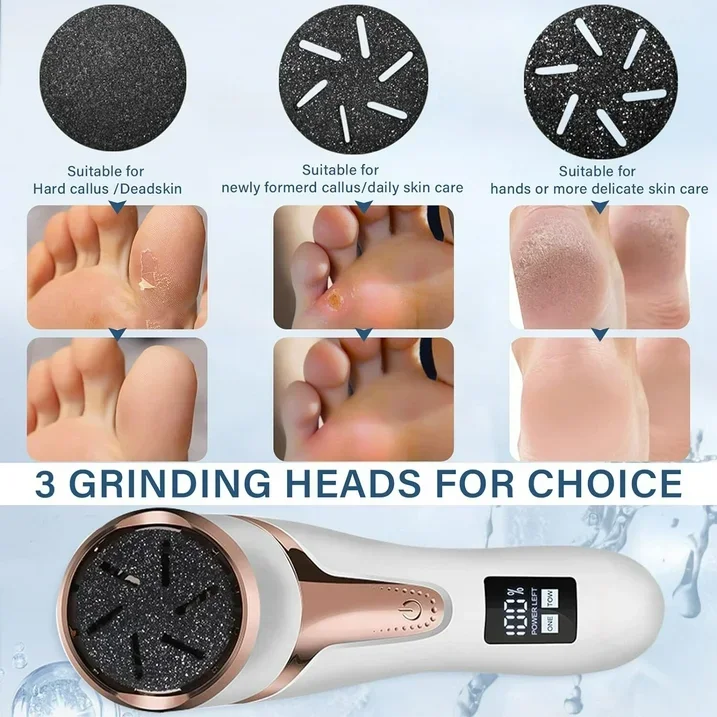 Electric Callus Remover for Feet Quartz, Rechargeable Foot Pedicure Tools Foot File, Professional Foot Care Kit