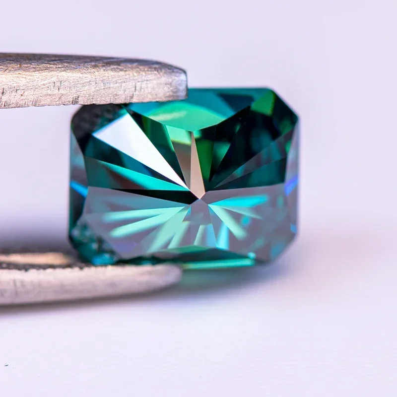 Im Labor hergestellter smaragdgrüner Moissanit mit strahlendem Schliff im Großhandel – Primärfarbe, zertifiziert für DIY-Schmuck – Detail 9