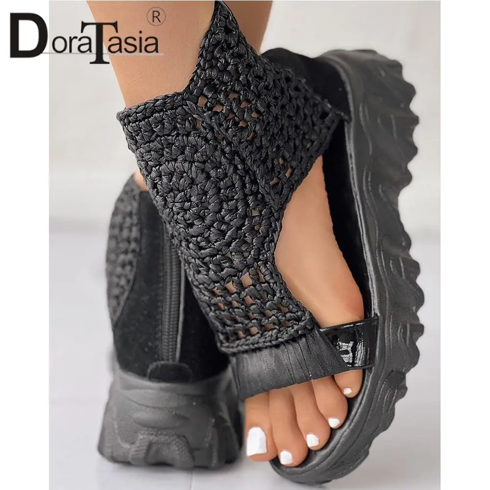 Brand Design Ladies Wedges Heels Sandals Fashion Solid Zip Hollow Platform Sandals Women 2024 Casual Party Daily Woman Shoes