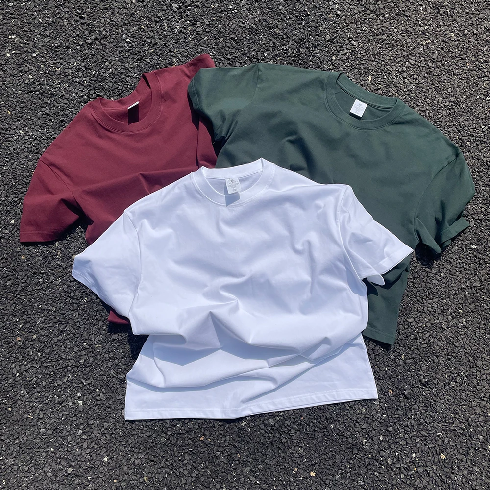 Breathable Loose Short Sleeve T-Shirt Pure Color Earth Tone Versatile Shoulder Fit 220G Comfortable Fashionable Men's Top