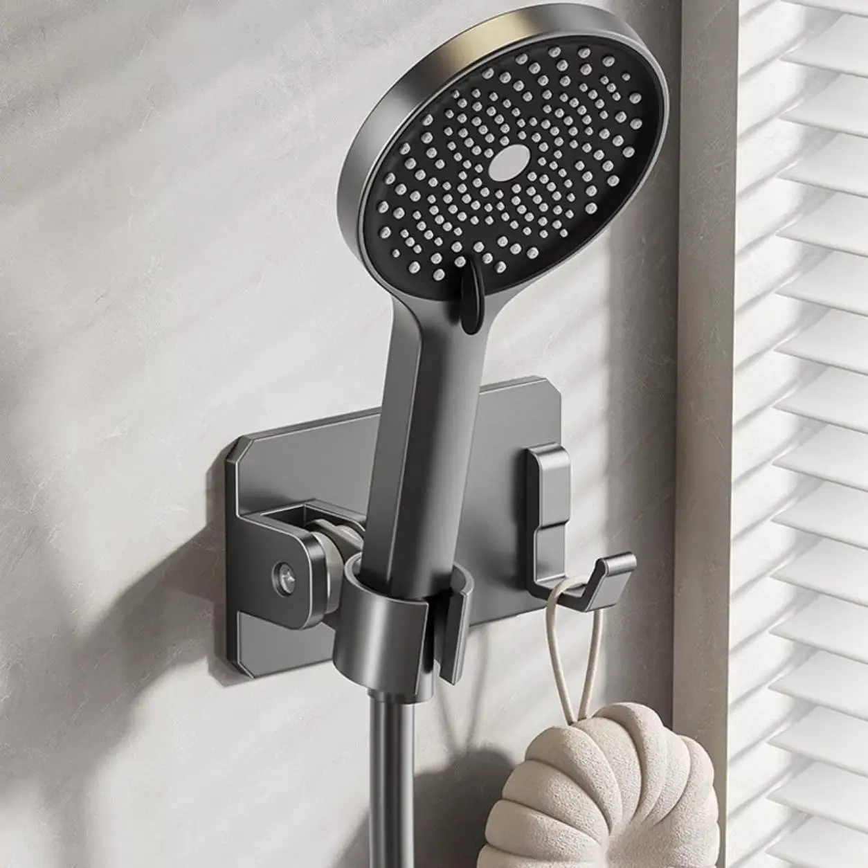 1PC Shower Head Holder Bracket No Drill Wall Mount 120Degree Adjustable Fixed Base Bathroom Accessory Toilet Sprayer Hanger Seat