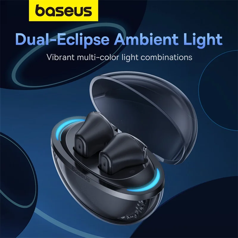 

Baseus Bowie E5x True Wireless Earphones Bluetooth 5.3 Headphones 4 Mics Noise Reduction 25H Playtime RGB Light 60ms Low Latency