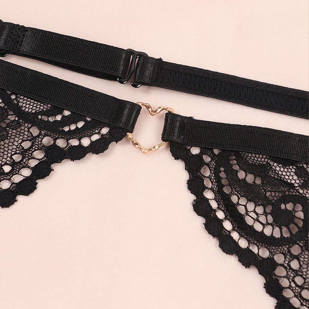 Varsbaby Spitzen-BH-Sets für Damen, nicht gepolsterter BH, Höschen, Strumpfhalter, Strümpfe, Sommerunterwäsche, Dessous, sexy – Detail 13