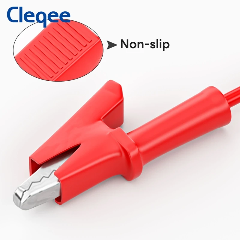 Cleqee P1047 2pcs Test Leads Right-angle Banana Plug to Fully Insulated Alligator Clips Wire Cable Flexible Copper Line