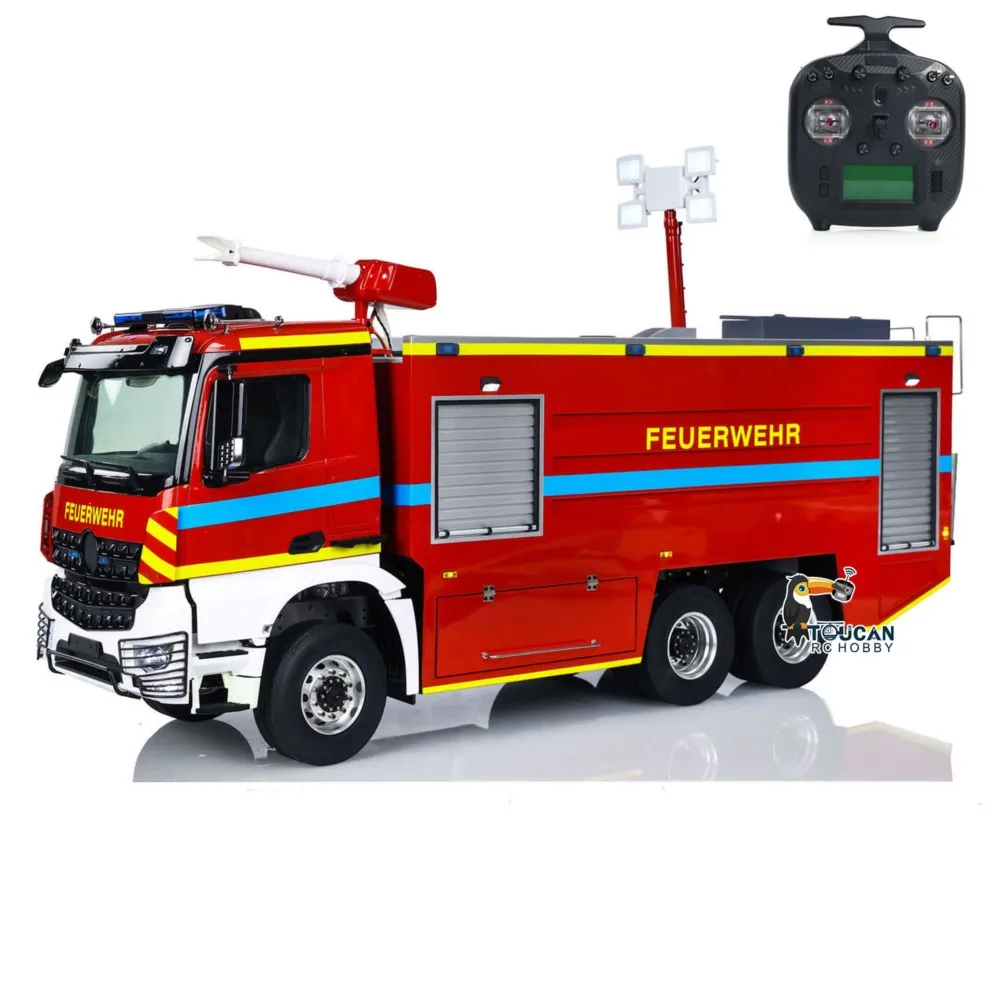 1/14 6x6 Metal Chassis RC Fire Fighting Truck Remote Control Fire Car RTR Light Sound System Painted Assembled RC Toy Gift Model