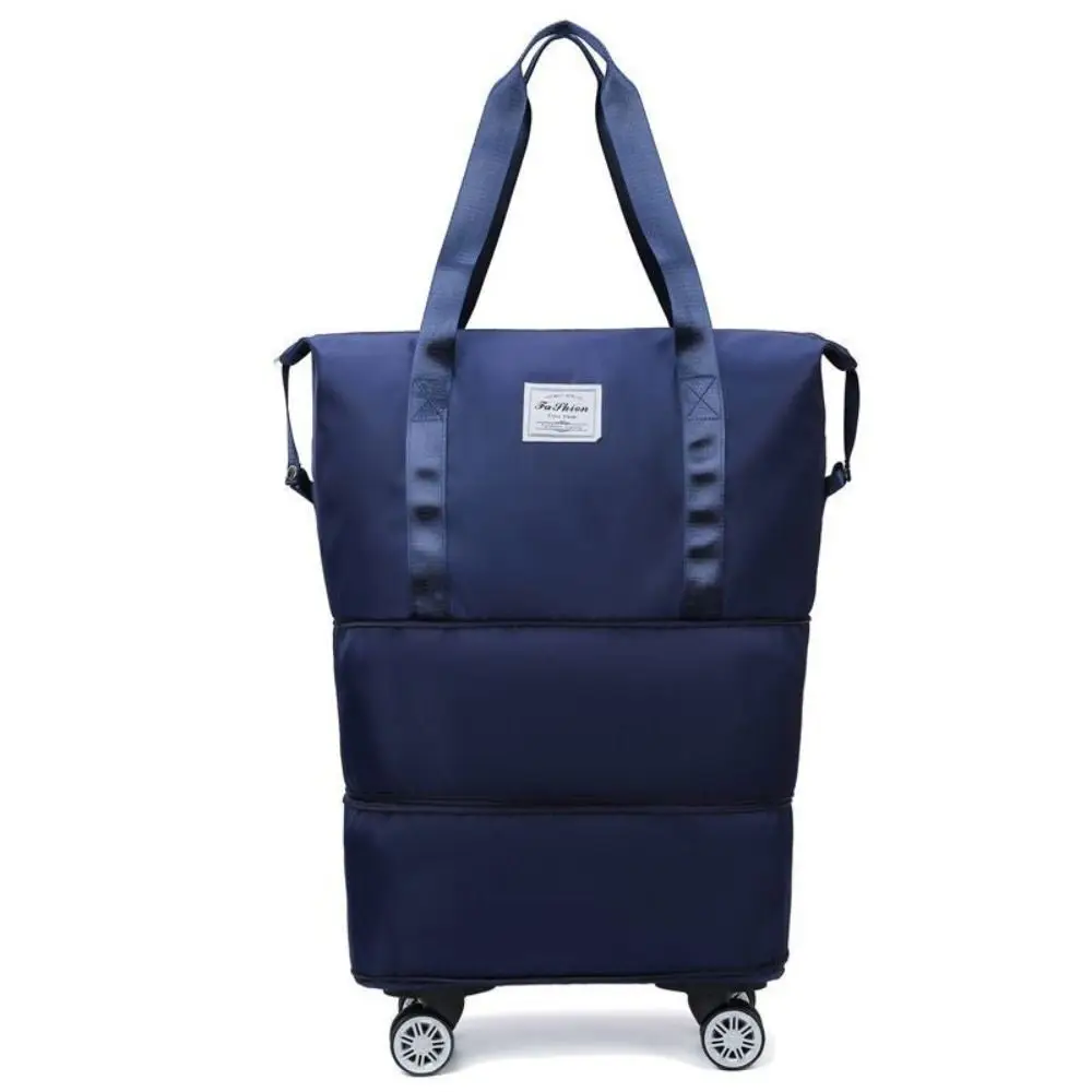 Dry Wet Separation Duffle Pack Expandable Rolling Duffle Pack Lightweight Foldable Business Travel Bag with Wheels Handle